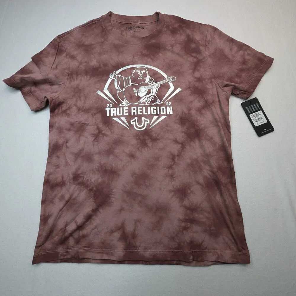 True Religion Jeans T-Shirt Tie Dye Logo Tee Crew Buddha Horseshoe Graphic Men's